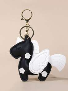 1pc Rainbow Cute Unicorn Handmade Leather Keychain - Pony Bag Charm, BFF Small Gift & Key Ring Accessory