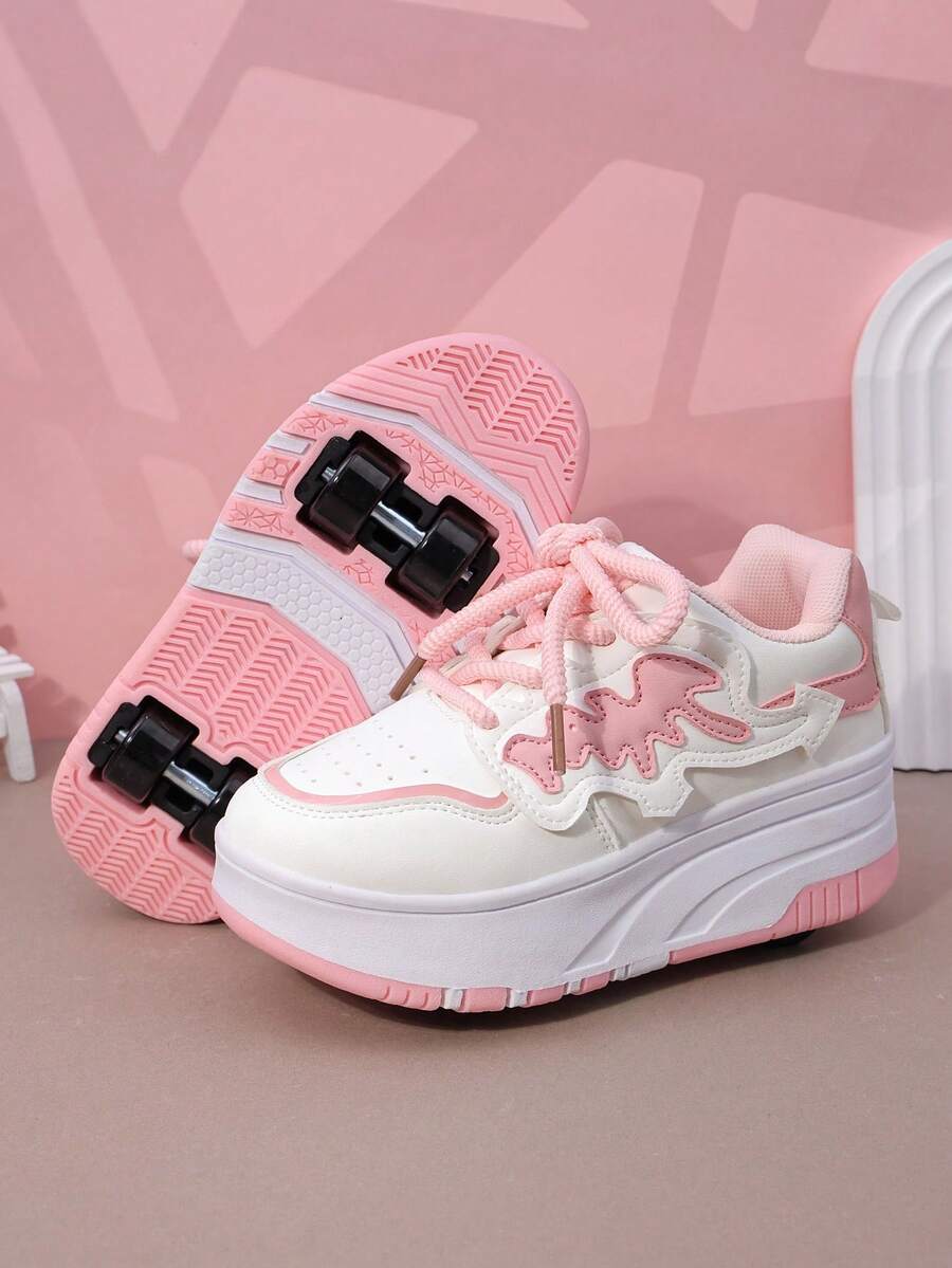 儿童四轮滑鞋，可拆卸轮子运动鞋，系带式Heelys轮滑鞋，男女童时尚休闲鞋