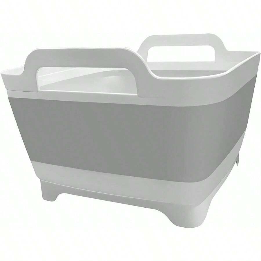Dishpan For Washing Dishes 9L 2.4Gallon Collapsible Wash Basin With Drain Plug Carry Handles Collapsible Bucket For Cleaning Vegetable Washing RV(Grey) - 綠灰 - 查看 1