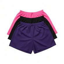 Set Of 3 Women's Plus Size High-Waisted Ribbed Shorts – Comfort, Style, Color Block, Simple Knit Knot, Vacation, Beach, Home - Nhiều màu - Xem 7