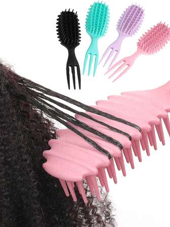 Cepillo desenredante de 3 púas para cabello rizado y ondulado, cepillo de masaje del cuero cabelludo para champú en cabello afro húmedo y seco, reduce el frizz y la rotura, fácil de agarrar y limpiar