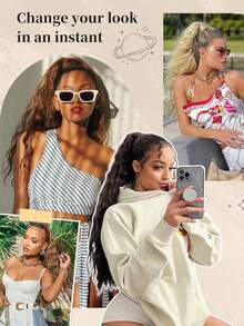 Ponytail Extension, 26 Inch Bohemian Style Drawstring Ponytail Hair Extensions For Women, Long Curly Wavy Pony Tail Natural Synthetic Hairpiece For Women - Multicolor - View 8