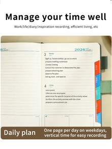 1 PC A5 Magnetic Clasp PU 2026 Planner – 320 Pages (160 Sheets) Thick Dated Notebook. Master Your Time With Schedule Templates, Address Book & Annual Calendar. 365-Day English Productivity System For Daily Planning & Office Organization. - Multicolor - View 5