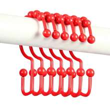 Shower Curtain Hooks,304 Stainless Steel Shower Rings For Bathroom,Double Glide Shower Hooks For Bathroom Shower Curtain Rods Curtains,Set Of 12 Hooks,Red(Shower Curtain Hooks Style A ),Red(ShowerCurtainHooksStylea) - 紅色(showerCurtainHooksStylea) - 查看 1