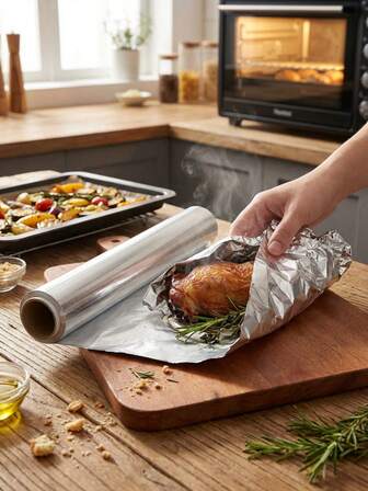 Heavy-Duty Heat-Resistant Aluminum Foil Roll - 12Inch Disposable Non-Stick Parchment Paper For Baking, Grilling, Candy Wrapping & Food Preservation - Perfect For Home & Commercial Kitchens, Holiday Cooking (Halloween, Christmas, Thanksgiving), Grilling Supplies, Versatile Packaging, Sturdy Material, Professional Chefs Father Gift