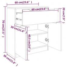 Credenza vidaXL in rovere affumicato 60x30x70 cm, materiale a base di legno - Multicolore - Visualizzare 8