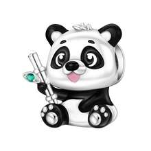 CYCUFF 1个镀银动物吊坠，可爱熊猫珠浣熊造型，适用于原创手链项链DIY饰品制作，适合女性生日礼物