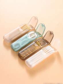 5/1个牙签牙线收纳盒，小型收纳盒，旅行收纳盒，便携式药盒，小物件整理盒，多种颜色可选 - 适合存放口腔卫生工具和旅行 - 迷你包配件 - 彩色 - 查看 2