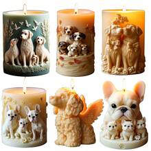 1pc Cute Puppy Shaped Silicone Candle Mold, Aromatherapy Candle Series - White - View 3