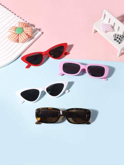 1 SET 4 PIECES Boys' And Girls' 9-12 Years Old - Dark Red Cat Eye Leopard Print Square Frame Retro Fashion Eyeglasses Suitable For Outdoor And Festival Activities