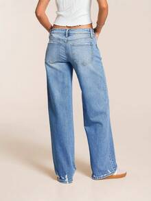 New Women's Washed Wide-Leg Jeans - Casual And Versatile Low-Rise Straight Leg Jeans