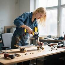 可充电锂电池电钻 21V 电动螺丝刀 电动工具 手钻 适用于 21V 24 件套工具箱，用于钻孔金属、木材和陶瓷 - 彩色 - 查看 8