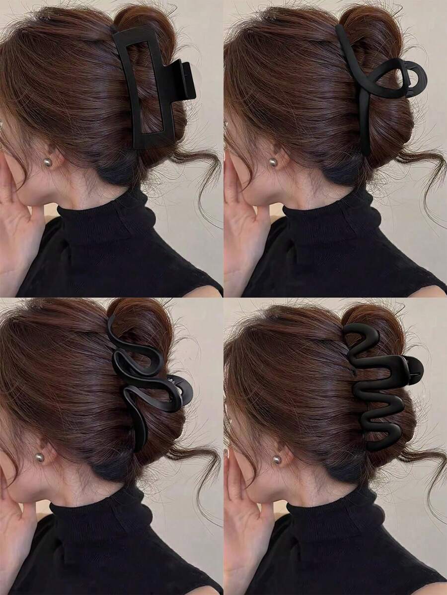 4 chiếc/1 chiếc Kẹp tóc nữ hình vuông, lượn sóng, hình tia chớp màu nâu/đen, kích thước 10,8cm/4, thời trang, thanh lịch, tối giản, màu trơn, phù hợp cho sử dụng hàng ngày, thường ngày, dự tiệc, đi làm, đi biển, tạo kiểu tóc, trang điểm, phụ kiện trang phục. Kẹp tóc thanh lịch, kẹp cài tóc thời trang, kẹp hàm thanh lịch, phụ kiện tóc nữ. - Nhiều màu - Xem 1