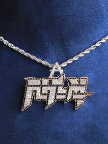 DUBSS 男士项链吊坠，5A级立方氧化锆嘻哈饰品 - 字母 - 查看 5