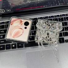 New Luxury Rhinestone Butterfly Tassel Folding Phone Case, Suitable For Samsung Galaxy Z Flip3 5G/Galaxy Z Flip 4 5G/Galaxy Z Flip 5 5G/Galaxy Z Flip 6 5G/Galaxy Z Flip 7 5G, High-End Fashion Foldable Phone Case - Multicolor - View 2