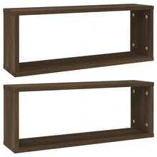 Mensole a muro cubiche vidaXL, 2 pezzi, in legno di quercia marrone. - Multicolore - Visualizzare 2