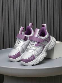 1双儿童撞色舒适多功能轻便户外运动鞋，时尚休闲跑步鞋，男女童均适用 - 紫色 - 查看 2