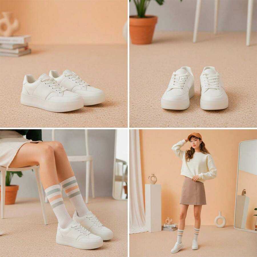 Tênis Plataforma Feminino Estiloso – Moda Urbana, Confortável e Versátil para o Dia a Dia
