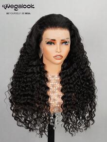 MEGALOOK 30英寸13x4蕾丝前卷发假发，100%真人发蕾丝前假发，8英寸波波头假发，自然色，150%密度，杰瑞卷深波浪 - 自然外观，适合日常佩戴、办公室、万圣节派对、Y2K叛逆女孩造型、度假、户外角色扮演、学校假期、圣诞派对、婚礼、节日，女士适用 - Natural Black - 查看 7