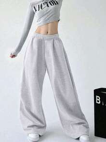 1件装女童及青少年休闲直筒加绒裤，适合户外运动和锻炼，时尚简约设计