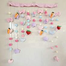 1件梦幻心形串帘，无需钻孔，韩式甜美装饰，飘逸少女风，适用于厨房、浴室、卧室门口装饰