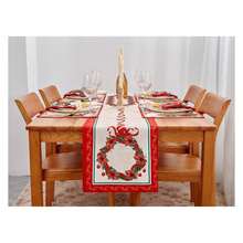 Poinsettia Table Runner - 14x72in Christmas Decor - Engineered Printed Fabric Xmas Holiday Table Linens For Dining Room & Events - Multicolor 47 - View 3