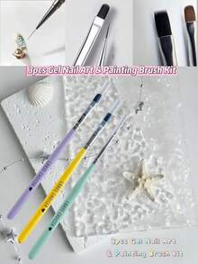 3 PiecesPrecision Nail Art Brush Set For Gel Painting & Design, Nail Charms Nail Gems,Nails Salon,Nail Supplies,Halloween,Christmas Gifts,Nail Tools - Multicolor - View 3