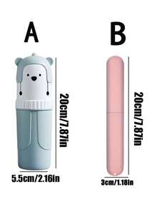 1pc Portable Travel Toothbrush Case With Bear Pattern And Cover - Light Pink/Beige/Sky Blue (Pink, Gray, Blue) - Compact Hygiene Toiletry Storage Box, Oral Care Accessory For Travel, Toothbrush Holder, Travel Toothpaste, Toothbrush Container - Multicolor - 1pc - View 11