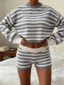 Just Masa Women's Autumn And Winter Casual Striped Color-Blocking Daily Home Beach Suit