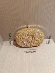 One Pcs Gold Rhinestone Sunflower Evening Bag.Women's Clutch For Party, Club, Wedding. Valentine's Day Gift Love Holiday Date Rhinestone Women Luxury Clutch Evening Bag Wedding Crystal Ladies Cell Phone Pocket Purse Female Wallet For Party Quality Gift, Elegant Prom Bag - 金色 - 查看 8