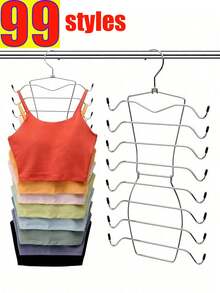 2pcs/1pc Stainless Steel Folding Clothes Drying Rack, Lingerie Hanging & Storage Rack, 8/4-Tier Metal Bra Hooks, Multi-Layer Thickened Seamless Camisole Hanger, Christmas/Valentine's Day Gift, 8-Tier Rotating Clothes Rack, Non-Slip Foldable Bra Storage Rack, Space-Saving Storage Solution - Multicolor - View 2