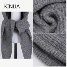 Knitted Winter Balaclava One-Piece Thickened Scarf Cap Women Winter Accessories Hooded Hat Neck Ear Protection Scarf Headgear - 灰色 - 查看 5