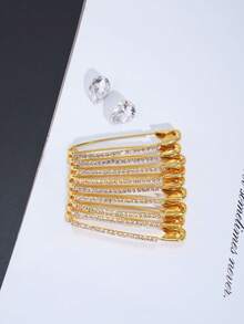 10pcs Sparkling Rhinestone Pins, 5.5cm Length, Versatile Brooch For Shirt, Scarf, Waistband, Hat Decoration - Multicolor - View 3