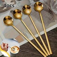 4 PCS Coffee Espresso Spoons, Stainless Steel Stirring Spoons, Tea Spoons, Long Handle Iced Tea Spoon, Tableware - Multicolor - View 2