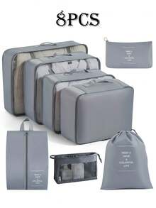 8pcs Travel Packing Cubes - Compression Packing Organizers, Suitable For Carry-On Luggage, Clothes Storage Bags Set, Ideal For Cruise, Beach Vacation, Summer Travel, Essential For Ladies, Can Store Lingerie And Luggage, Also Serve As Room Decor Bags - Multicolor - View 17