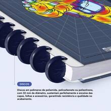 Caderno De Disco Iscool Inteligente 140 Folhas Cyber Cores M+ G+ - Azul - Visão 9