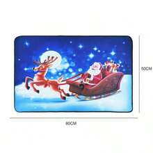Tapete de terciopelo de cristal estampado de 750 g, 50 x 80 cm, estilo navideño - Azul - Ver 2
