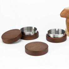 1pc Walnut Wood Covered Ashtray, Round Solid Wood Design, Suitable For Car Center Console, Office, Commercial, Home Use Anti-Splash Ashtray, Father's Day, Christmas, Valentine's Day Gift - Khaki - View 6