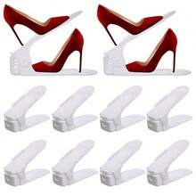 50 piezas Estantería ajustable para zapatos - Estantería de plástico duradero de varios niveles con divisores de plástico transparente, diseño ahorra espacio, adecuado para entrada, armario y dormitorio - Fácil montaje, sin herramientas necesarias, organizador de zapatos, ahorra espacio, estantería de zapatos minimalista, estructura resistente - Multicolor - Ver 5