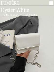 Funky Crocodile Embossed Chain PU Mini Fashion Crossbody Bag, Flap Shoulder Bag, Women's Stylish Handbag & Purse,Classic Square Women's Hand-Held Crossbody Bag, Suitable For Offices, Universities, Work, Business, Commuting, Outdoor Activities, Travel, And Outings,Secret Santa Gifts For Women - 彩色 - 查看 7