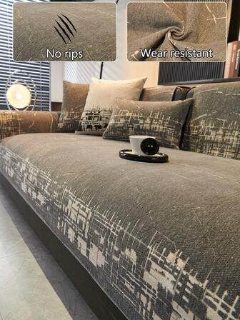 1 pieza Funda de cojín para sofá para todo el año, protector de asiento de sofá moderno y minimalista antideslizante, funda de sofá a prueba de polvo y lavable, decoración de dormitorio gris de moda, suave, no destiñe ni se desprende, amigable con las mascotas, ajustable para sofá en esquina, adecuado para dormitorio, oficina, combinación de muebles de sala de estar, sofá en forma de L y sofá de 1/2/3/4 plazas