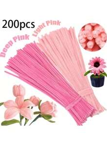 400/525pcs Floral Craft Supplies, Bulk Chenille Stems, Craft Set For DIY Flower Bouquet Packaging Party Decoration (Pink)