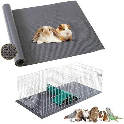 Alfombrilla impermeable para jaula de cobayas, almohadilla lavable para animales pequeños - Diseño fácil de cortar, material reutilizable para forrar jaulas de conejos, superficie suave e higiénica, adecuada para terrarios de reptiles - También aplicable como cojín protector para hábitats de conejos, hámsters, cobayas y gerbos