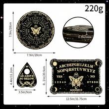 3pcs Mystical Dowsing Board Set, Includes Information, Ouija Board, Crystal , Wooden Spiritual Board. Occult All-Seeing Eye Divination Board Combination, Wooden Ouija Board