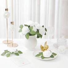 30/300 Stück (25 Rosen, 5 Blätter) Elfenbein Schaumstoff Künstliche Rosen mit Stielen, geeignet für DIY Hochzeitssträuße, Bridal-Shower Tischdekoration, Party Tischdekoration, Valentinstag & Muttertags Geschenke, Bridal-Shower Tischdekoration und Grünpflanze Blumenarrangements - perfekt für Hochzeiten und Verlobungen (ohne Verpackung), Rama Dekoration, Valentinstag Geschenke - Weiss - Übersicht 4