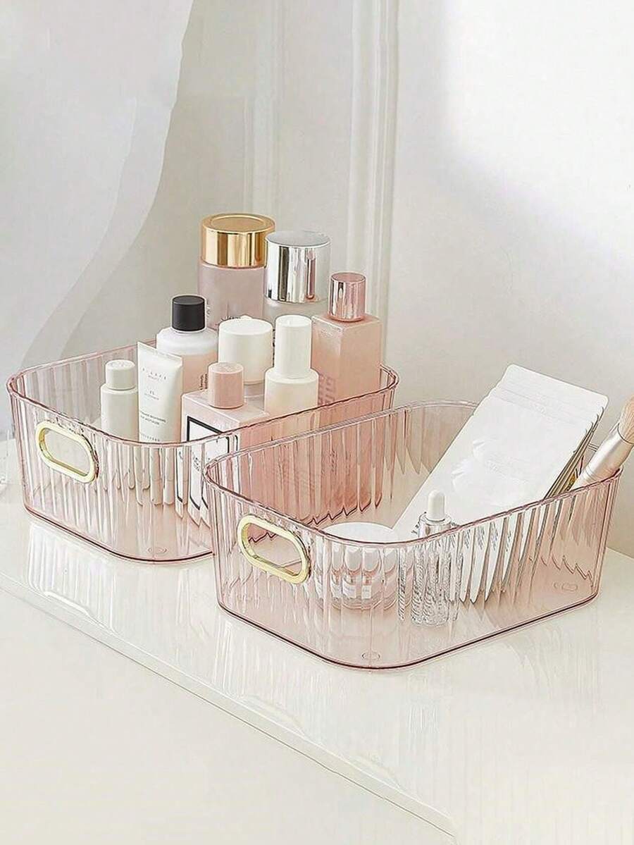 Light Luxury Acrylic ,Desktop Cosmetic Storage Box - Clothes And Miscellaneous Items Coffee Table Snack Storage Basket,Clear Makeup Organizer Bathroom Vanity Skin Care Organizer, Can Be Placed In Bedroom, Bathroom, Closet, Kitchen, Dresser Or Countertop To Organize Small Clutter. Ideal Gift For Christmas, Valentine's Day, Birthdays And Many Other Holidays.(Items Will Be Scratched Due To The Shipping Process, But It Does Not Affect The Use) - 彩色 - 查看 1