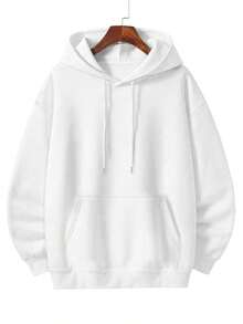 Sudadera con capucha negra casual y audaz - Hombre desnudo impreso con corbata azul marino y signo de dólar ($) en la Bottom de la espalda, la capucha cubre el diseño - Ropa urbana distintiva de finanzas para hombres y mujeres - Blanco - Ver 4