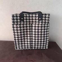 Large Capacity Durable Tote Bag, Japanese Thick Plaid Design, Reinforced Handles, Zipper Closure, Multipurpose For Work And Shopping - Multicolor - View 10