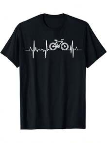 Women-Shirt Tshirt Cycling Heartbeat Racing Pulse Line Bike Cyclist-Shirt - Black - View 6