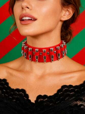 1件性感女士心形大腿吊带 弹性交叉腿环内衣吊带 Y2K配饰 万圣节 情人节